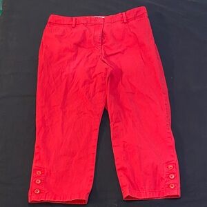 Talbots Scarlet Cropped Pants with Button Accents